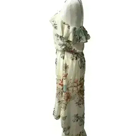 High Low Women’s Floral White Ruffle Dress Maxi - Picture 5 of 6